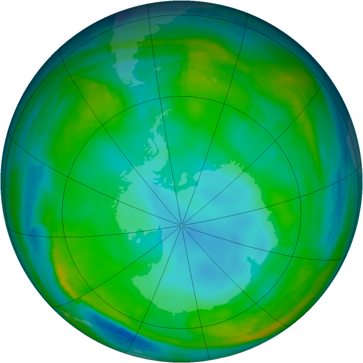 Antarctic ozone map for 08 July 1999
